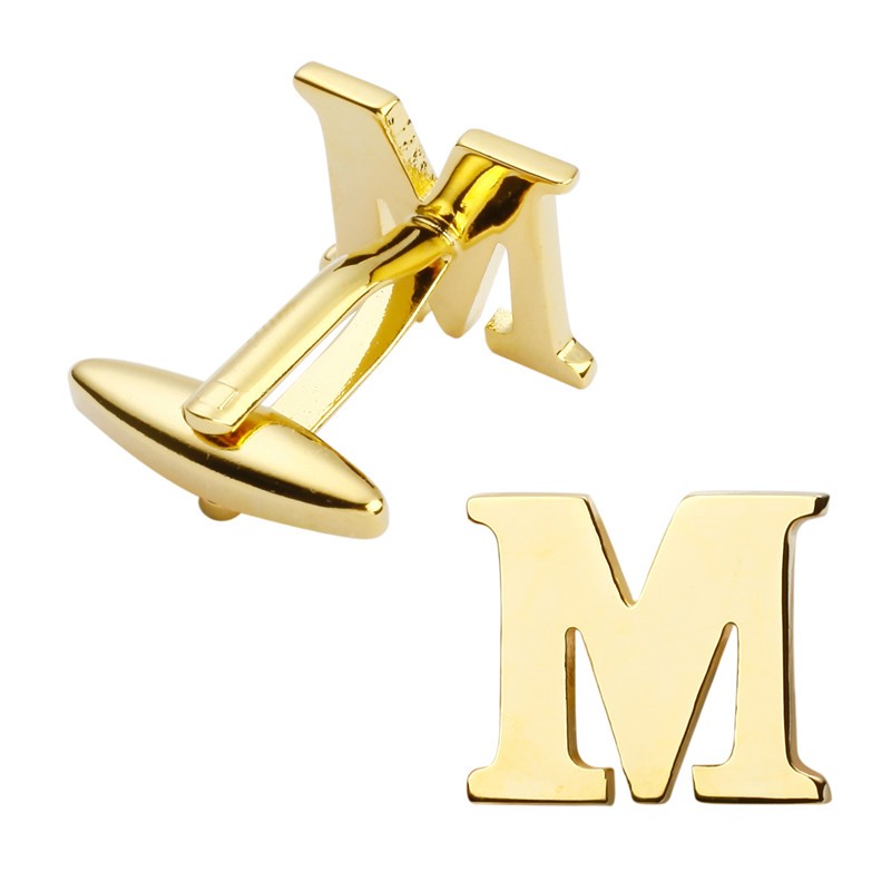 Manžetový knoflíček zlatý Iniciál M - malý 