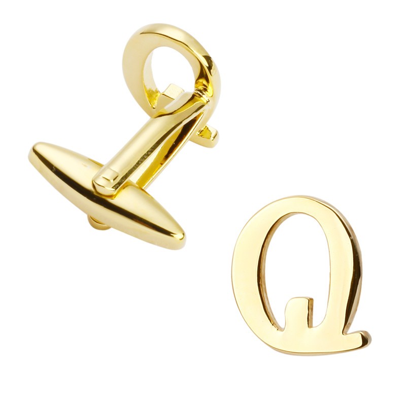 Manžetový knoflíček zlatý Iniciál Q - malý 