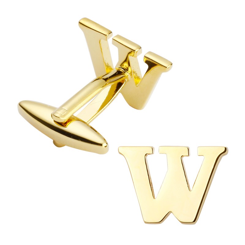 Manžetový knoflíček zlatý Iniciál W - malý 