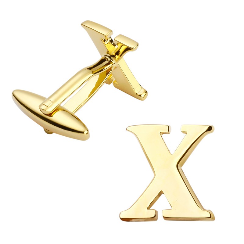 Manžetový knoflíček zlatý Iniciál X - malý 