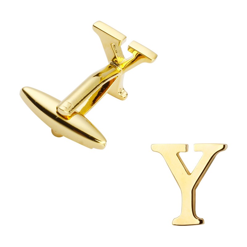 Manžetový knoflíček zlatý Iniciál Y - malý 