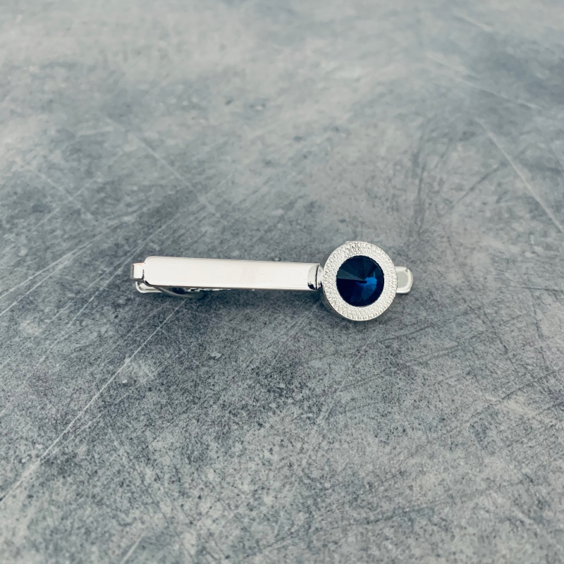 Spona na kravatu Circle blue crystal 