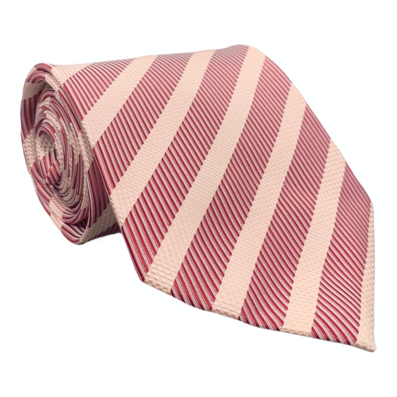 Růžovo - rudá kravata Pruhy 