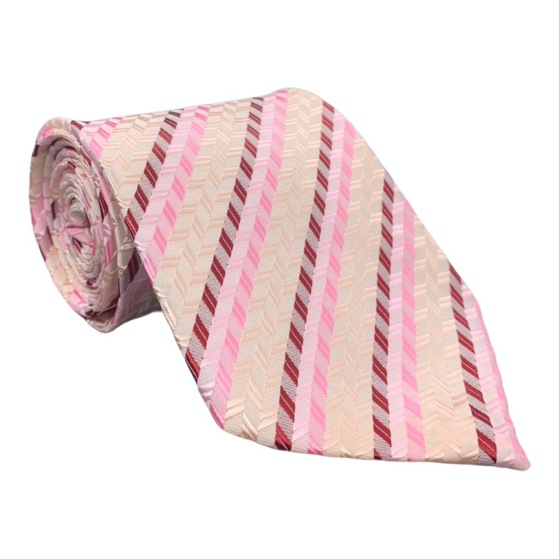 Růžová kravata Pruhy 