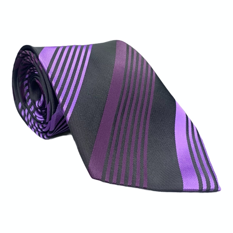 Černo - fialová kravata Pruhy 