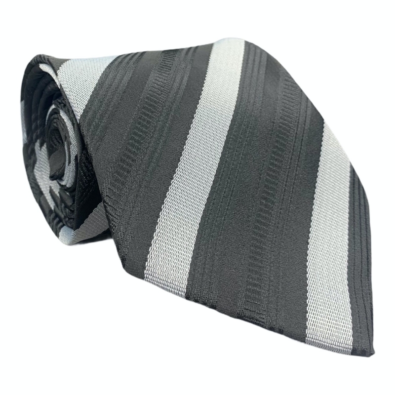 Černo - stříbrná kravata Pruhy 