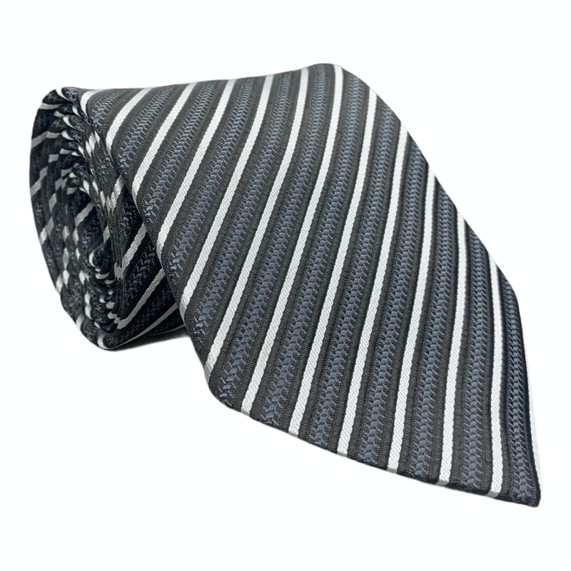 Černo - stříbrná kravata Pruhy I. 