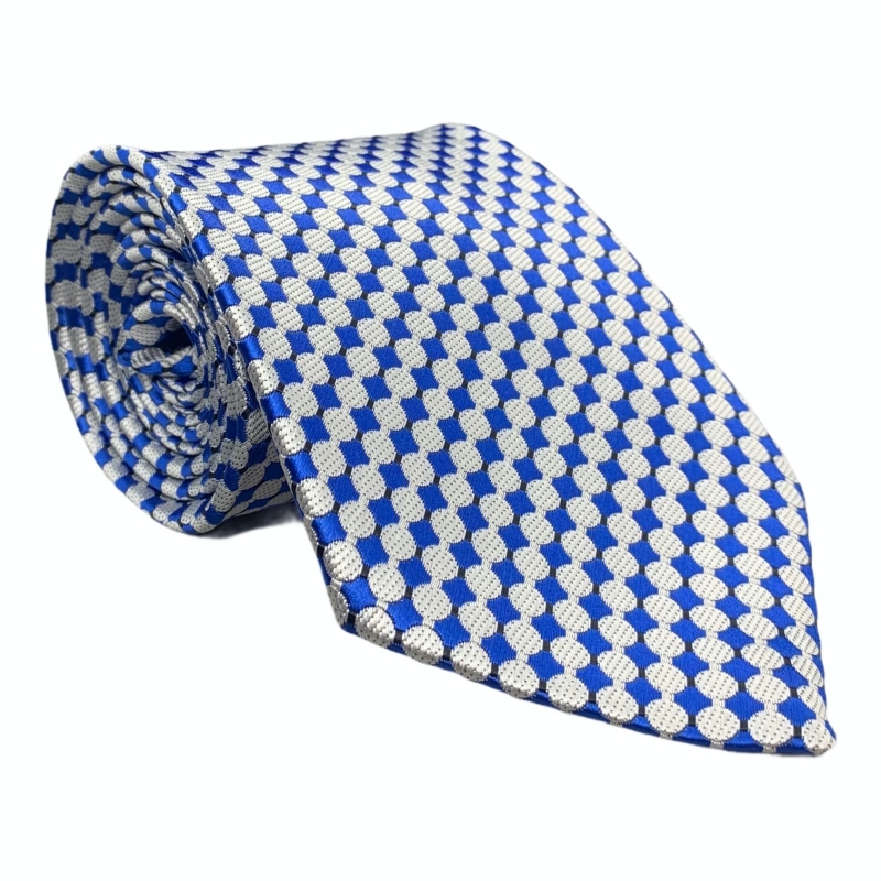 Stříbrno - modrá kravata Round 