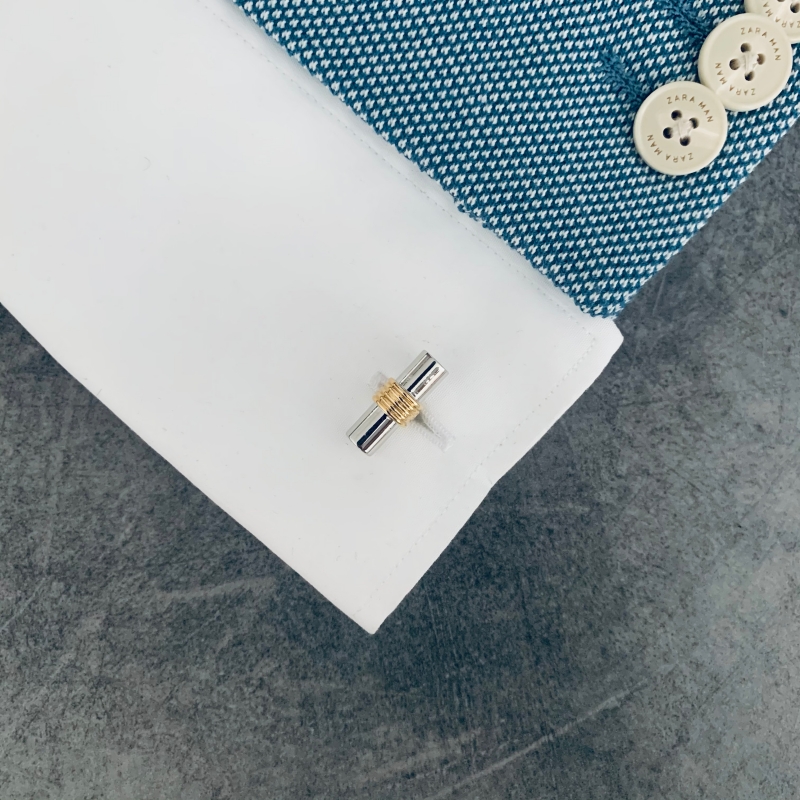 Manžetové knoflíčky Váleček stříbrno - zlatý