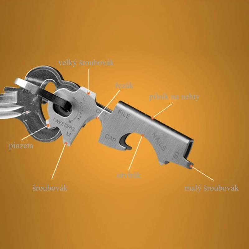 8 v 1 Multinářadí - stříbrná klíčenka