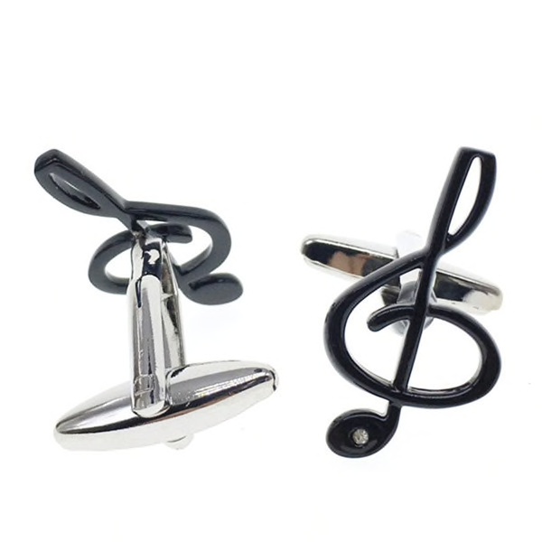 Manžetové knoflíčky Houslový klíč černý 