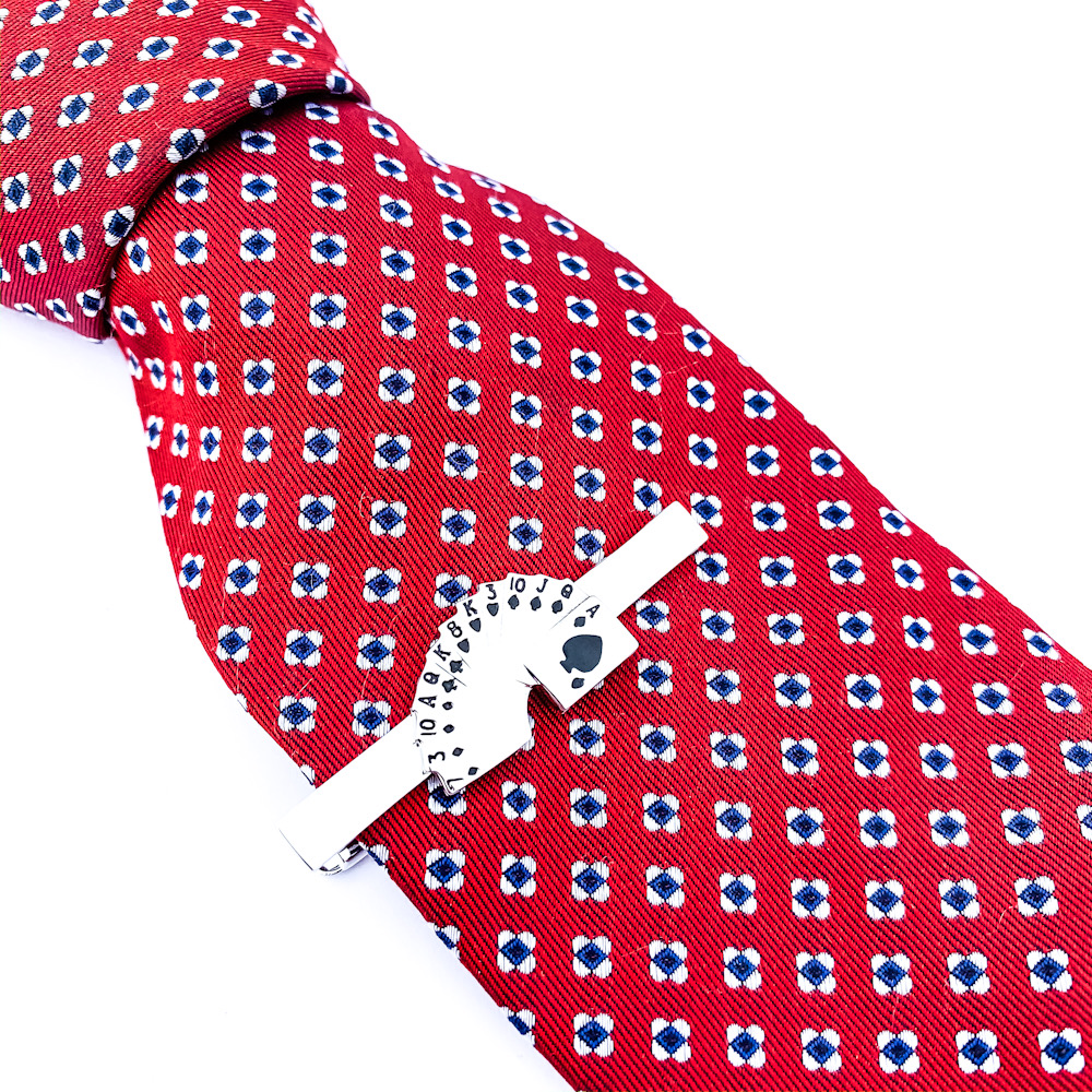 Stříbrná spona na kravatu Poker karty 