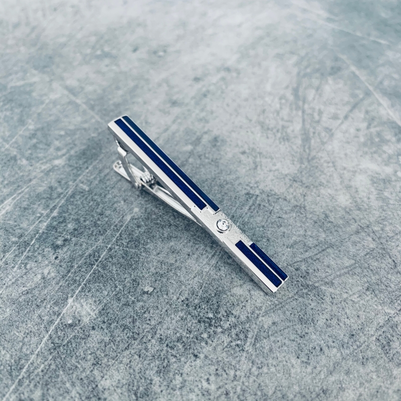 Spona na kravatu Cubic modrá 