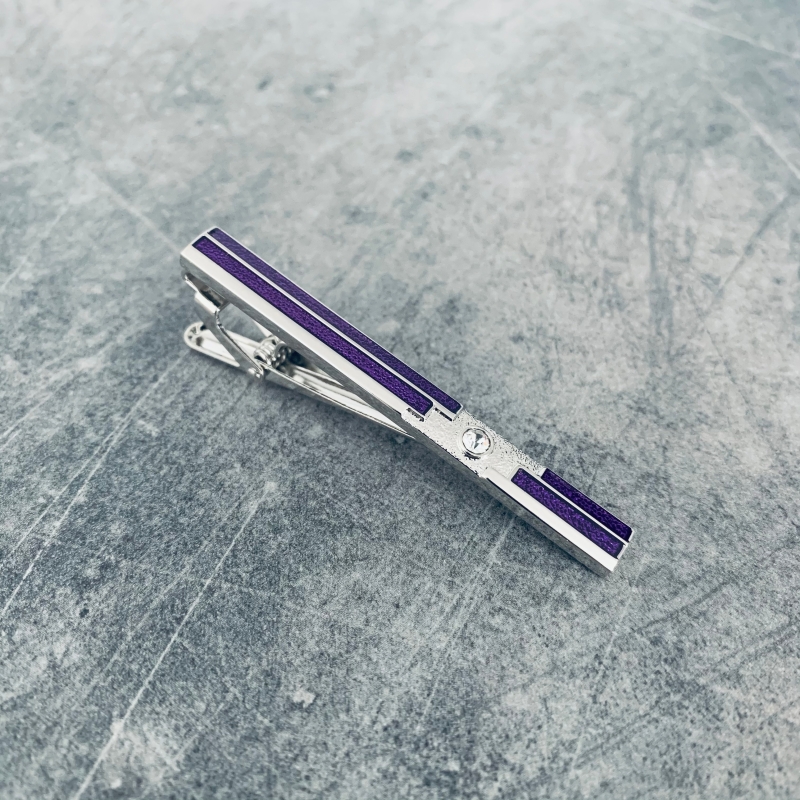 Spona na kravatu Cubic fialová 