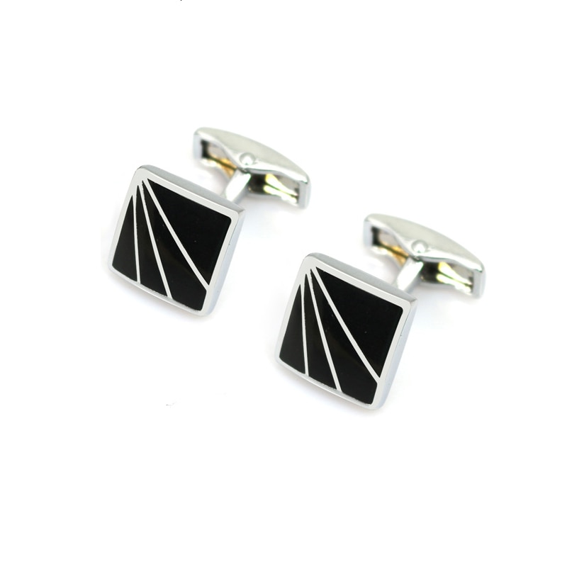 Stříbrno - černý set - spona na kravatu a manžetové knoflíčky Paprsky 