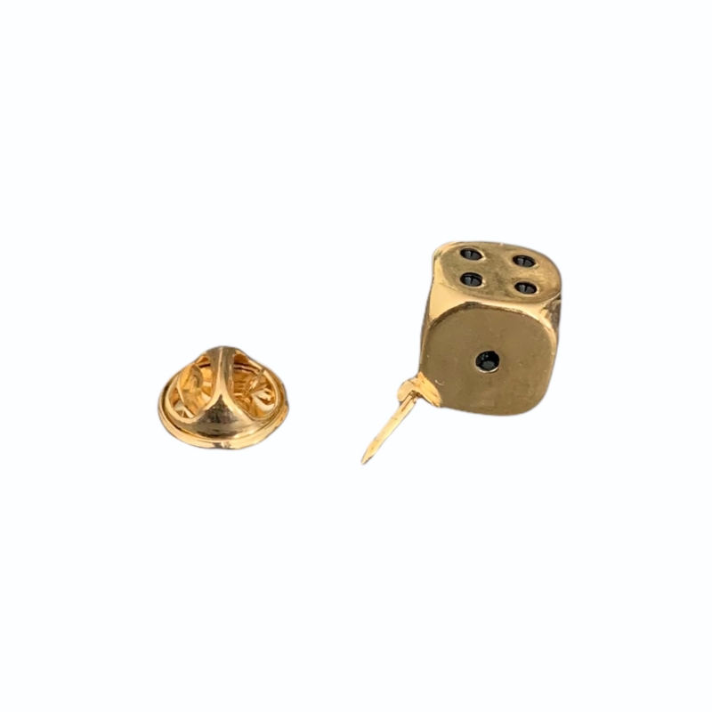 Brož Hrací kostka zlatá 