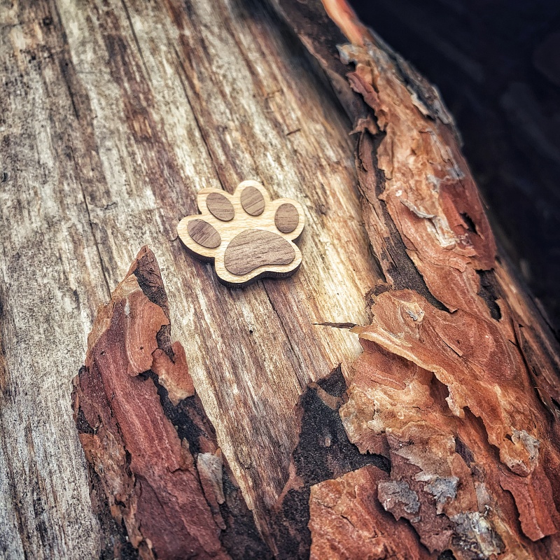 Dřevěná brož Tlapka 