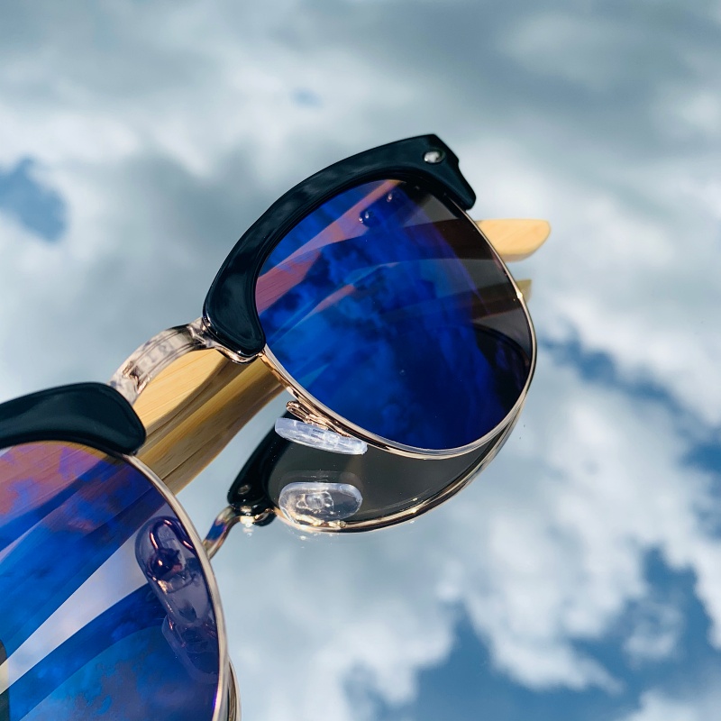 Černo - modré zrcadlové sluneční brýle Way Bambus