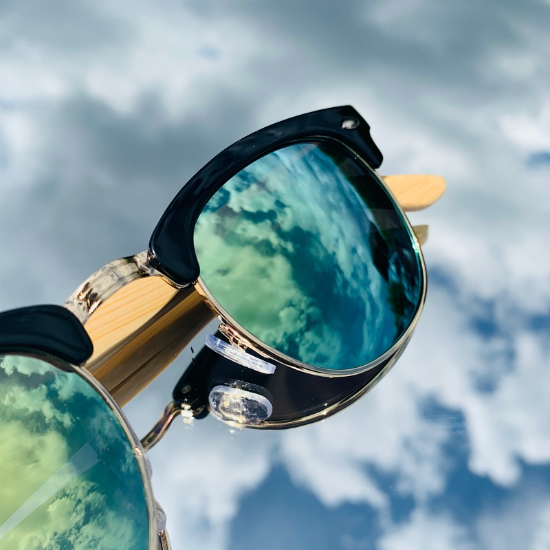 Černo - zlaté zrcadlové sluneční brýle Way Bambus