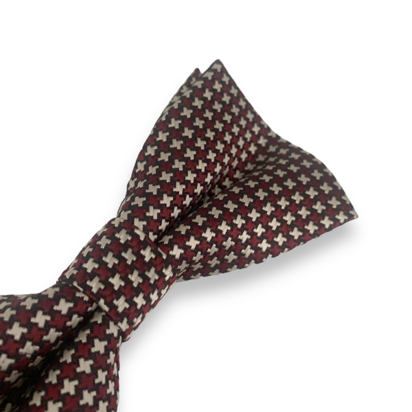 Motýlek Houndstooth červeno - bílý