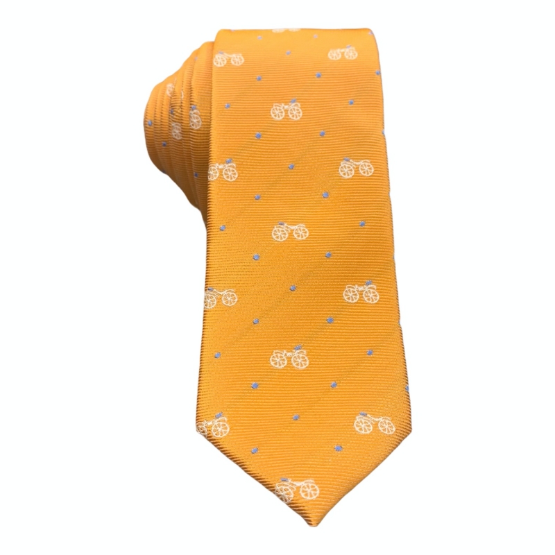 Oranžový set kravata, pánský i dětský motýlek a kapesník Kočár