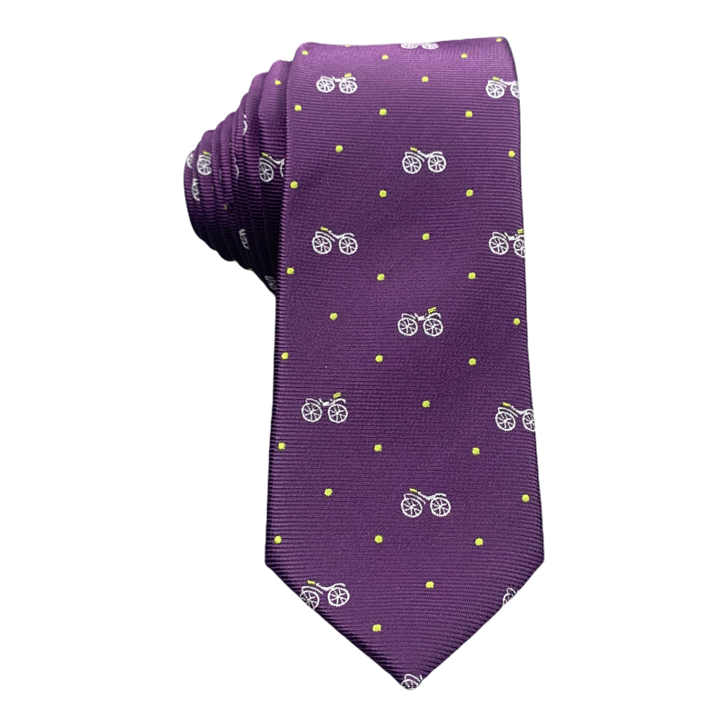 Fialový set kravata, pánský i dětský motýlek a kapesník Kočár