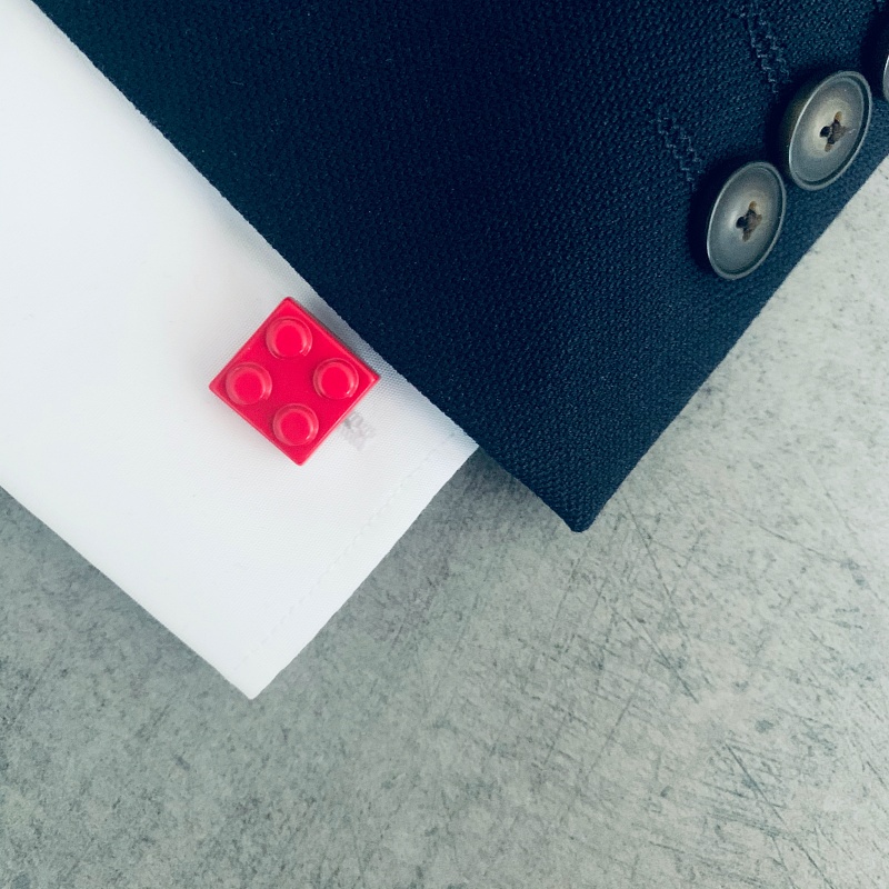 Manžetové knoflíčky Růžová kostička stavebnice 