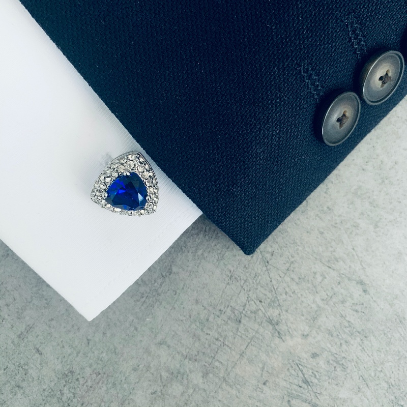 Manžetové knoflíčky Trojúhelník modrý krystal 