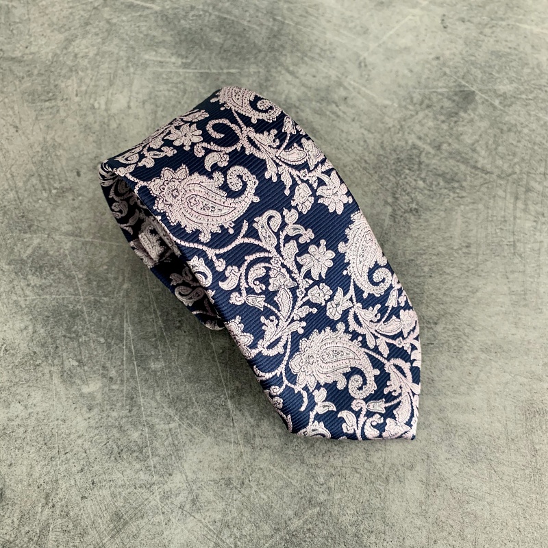 Růžovo - modrá kravata Marks Spencer Paisley 
