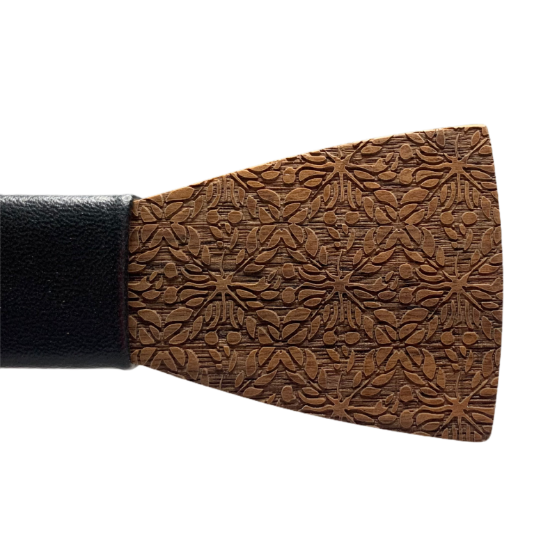 Dřevěný pánský motýlek Floral leather 