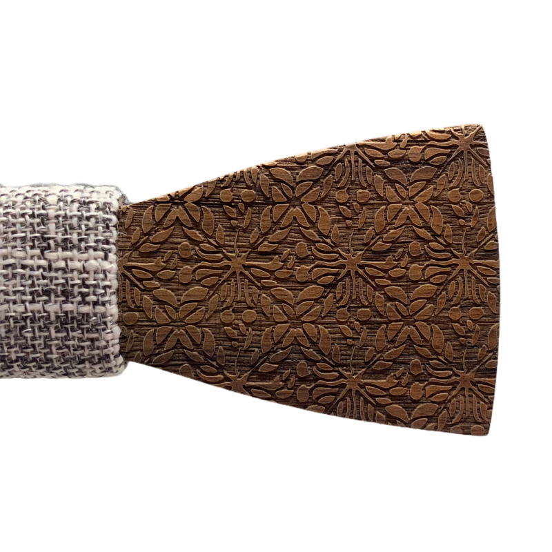 Dřevěný pánský motýlek Floral grey 