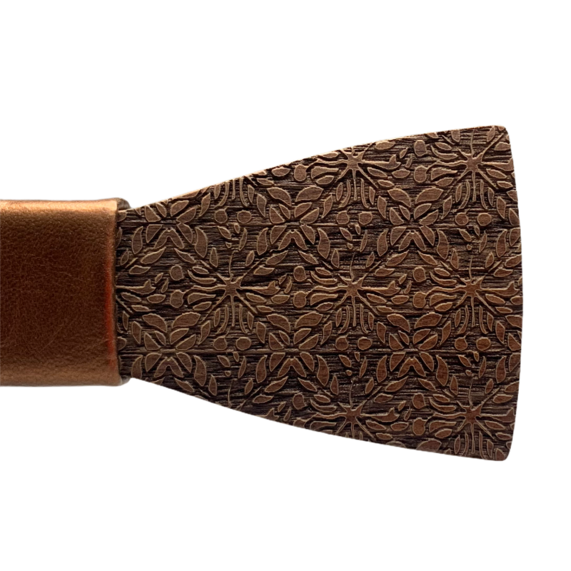 Dřevěný pánský motýlek Floral bronz 