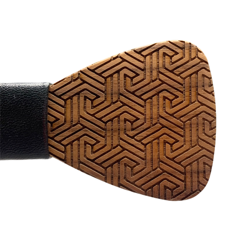 Dřevěný pánský motýlek Geo leather 
