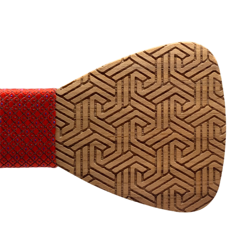 Dřevěný pánský motýlek Geo plaid 
