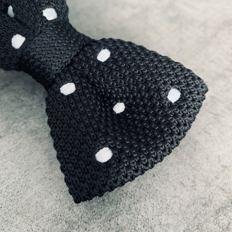 Černý pánský motýlek Knit Dot