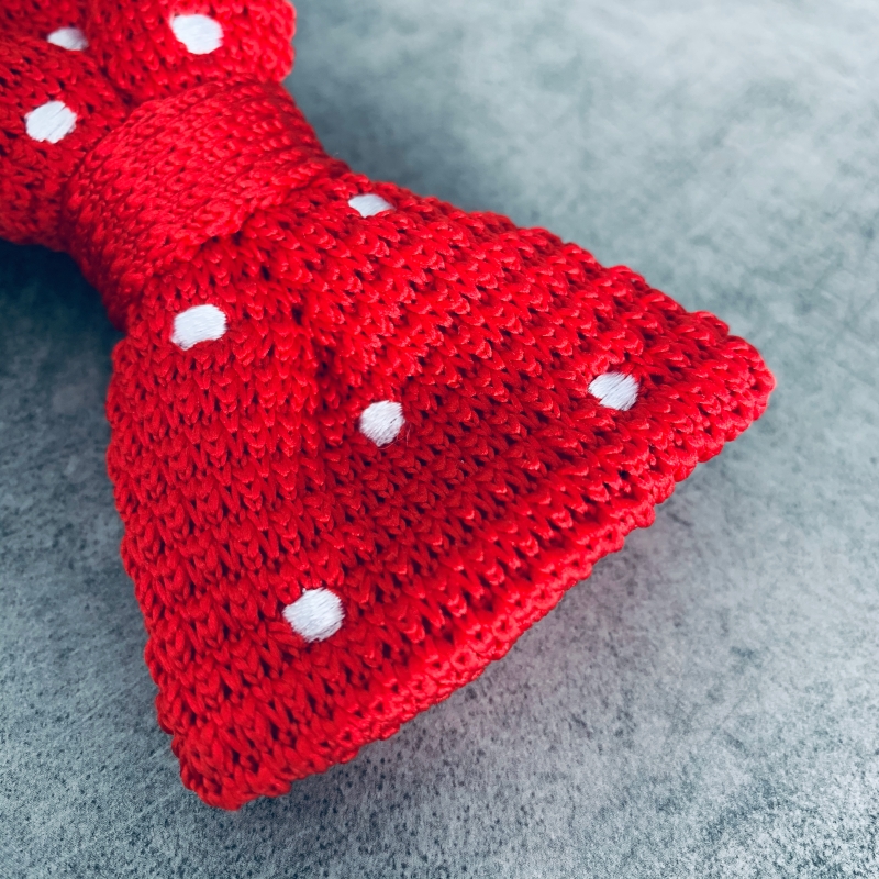 Červený pánský motýlek Knit Dot