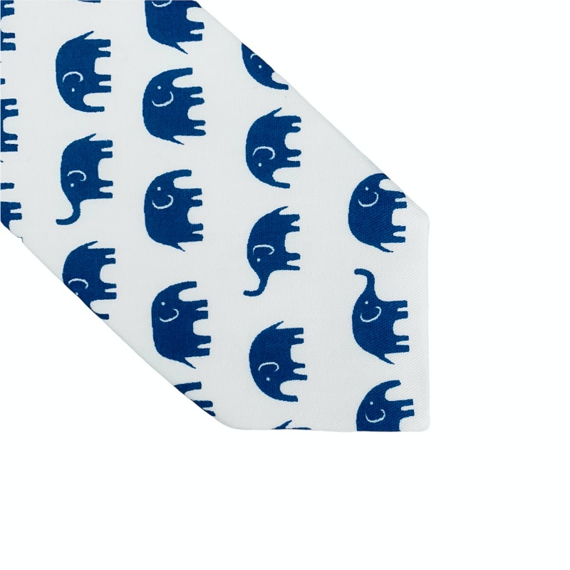 Bílo - modrá kravata Slon 