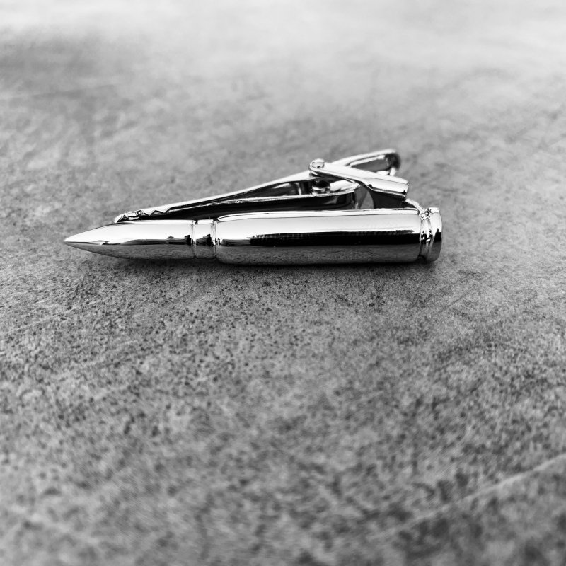 Stříbrná spona na kravatu Náboj 