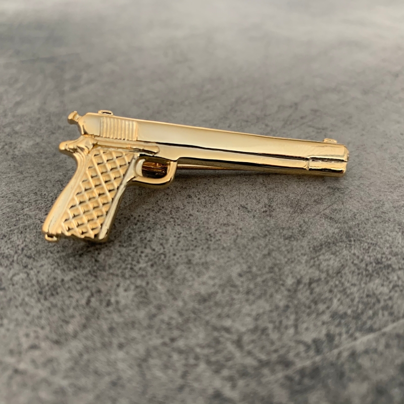 Zlatá spona na kravatu Pistole 9MM
