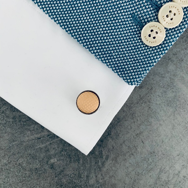 Zlatý set kravata, motýlek, kapesník a manžetové knoflíčky Plaid