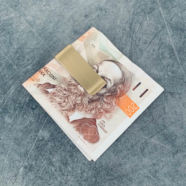 Zlatá spona na peníze z nerezové oceli Mid