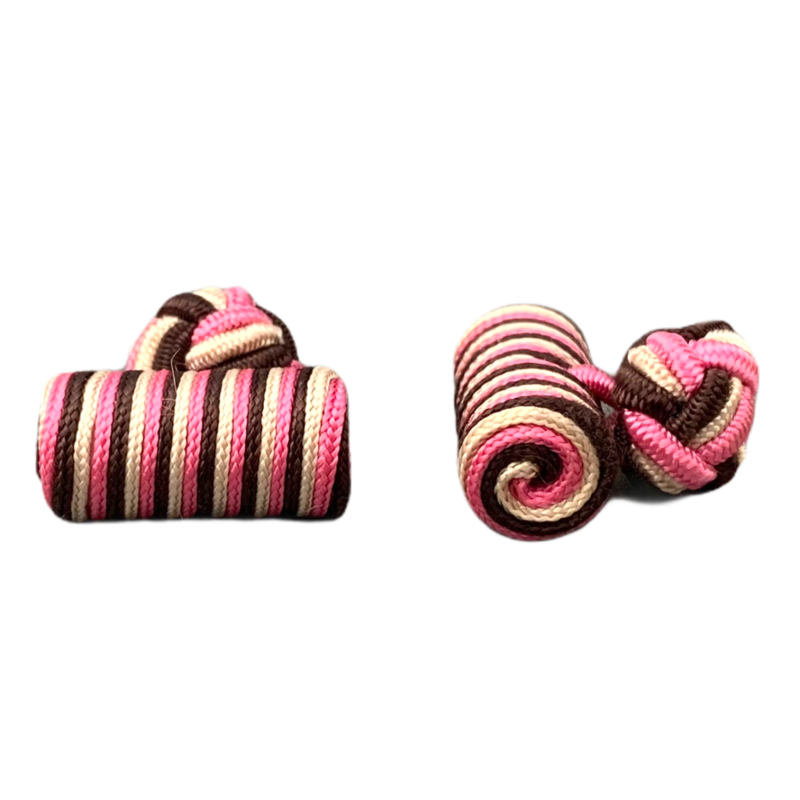 LMK Manžetové knoflíčky Barel - růžovo - hnědo - bílé  