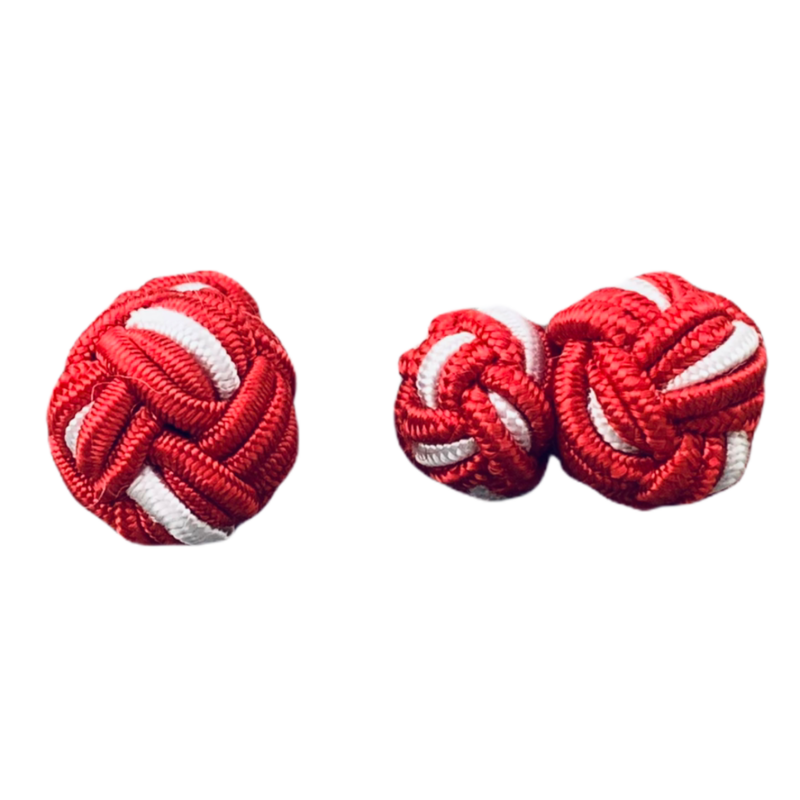 Červeno - bílé manžetové knoflíčky Big Ball