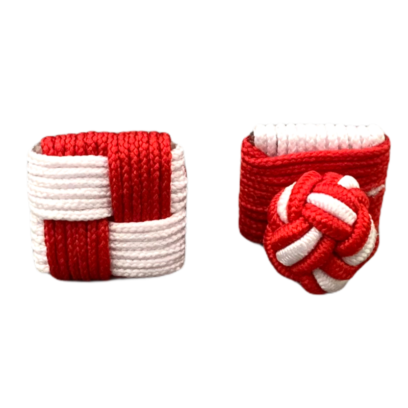 Červeno - bílé manžetové knoflíčky Ball Square