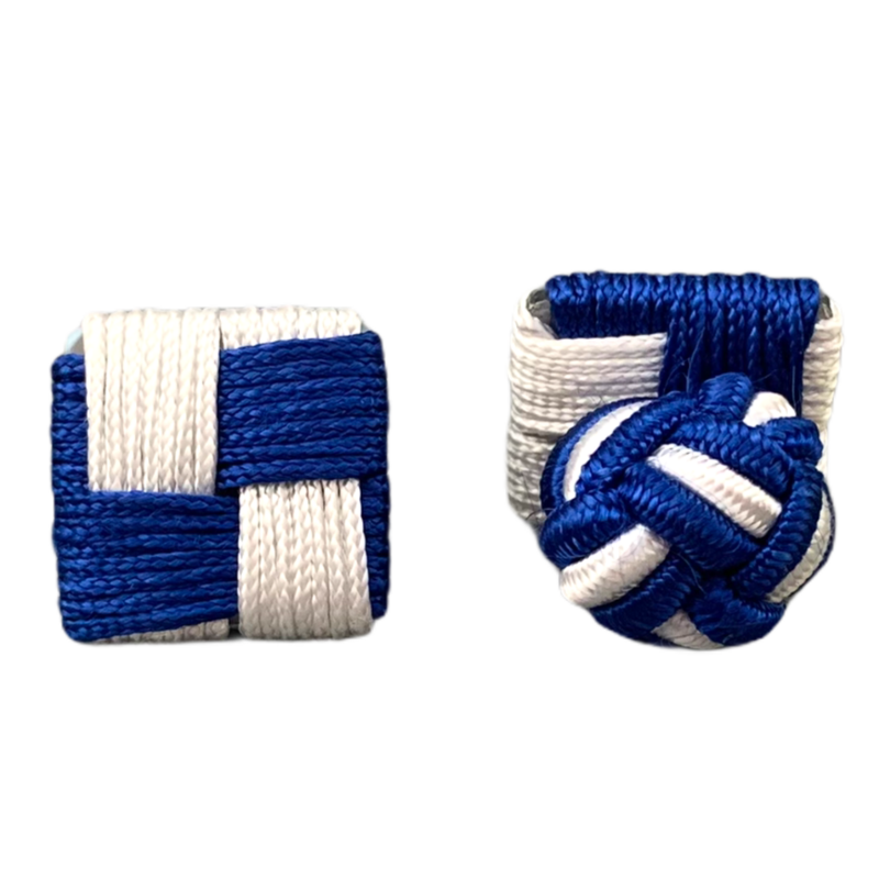 Modro - bílé manžetové knoflíčky Ball Square