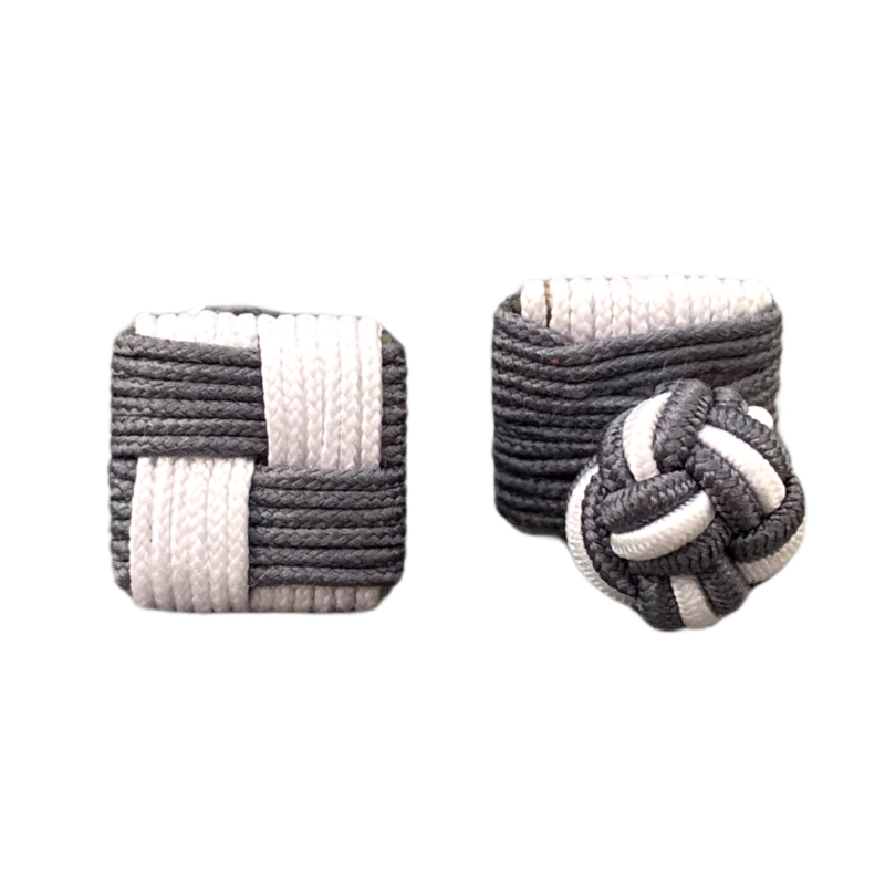 Šedo - bílé manžetové knoflíčky Ball Square