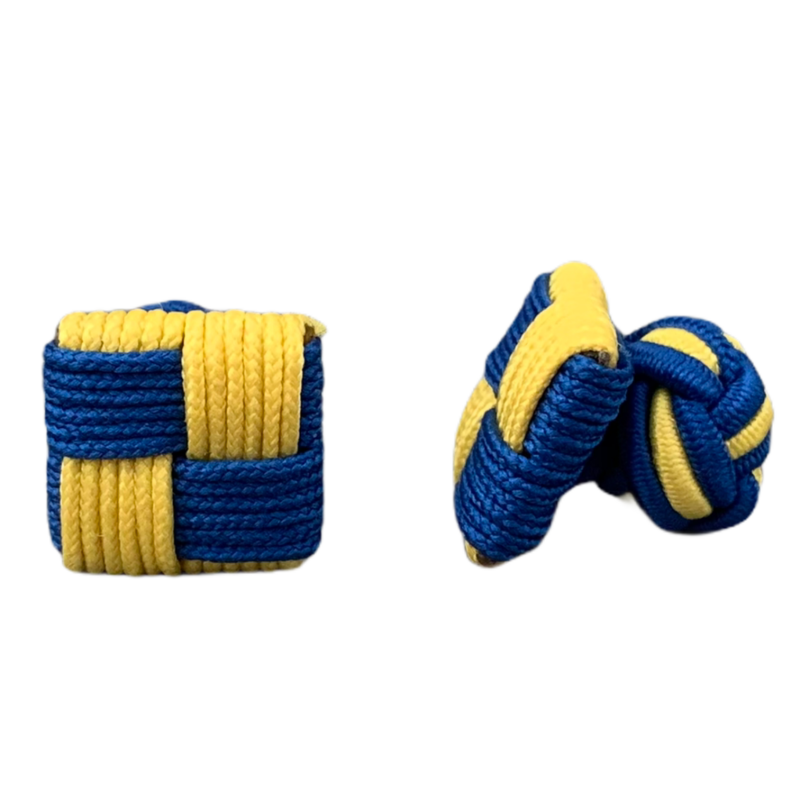 Modro - žluté manžetové knoflíčky Ball Square