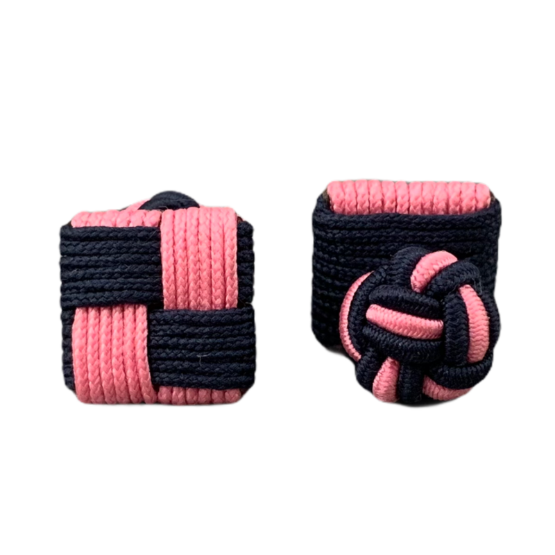 Tmavě modré - růžové manžetové knoflíčky Ball Square