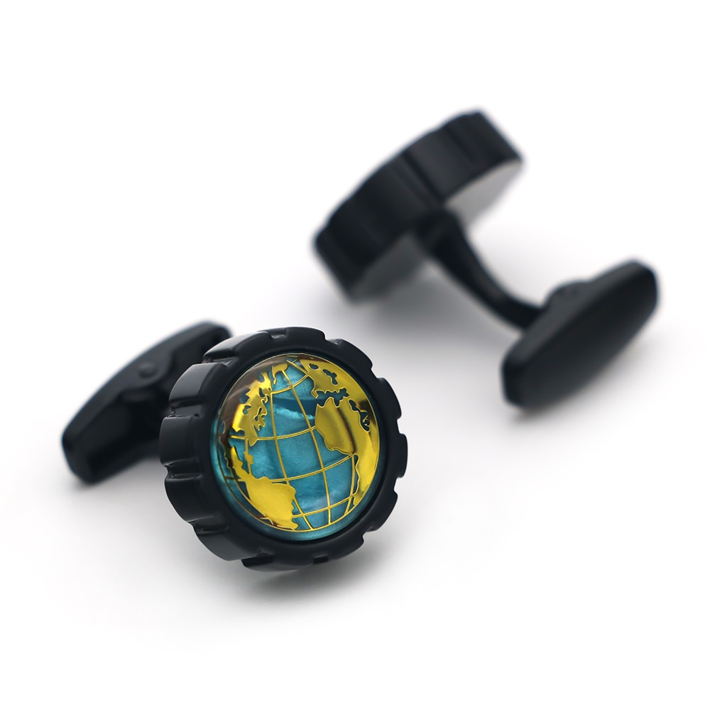 Zlato - černé manžetové knoflíčky Zeměkoule