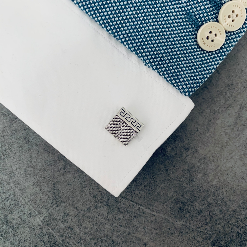 Stříbrné manžetové knoflíčky Geometric wave 